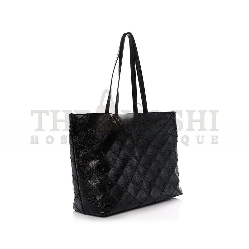 Y51 EAST WEST SHOPPING TOTE QUILTED CRINKLED GLOSSED-LEATHER 394195939309 (38*28*13cm) Master Quality
